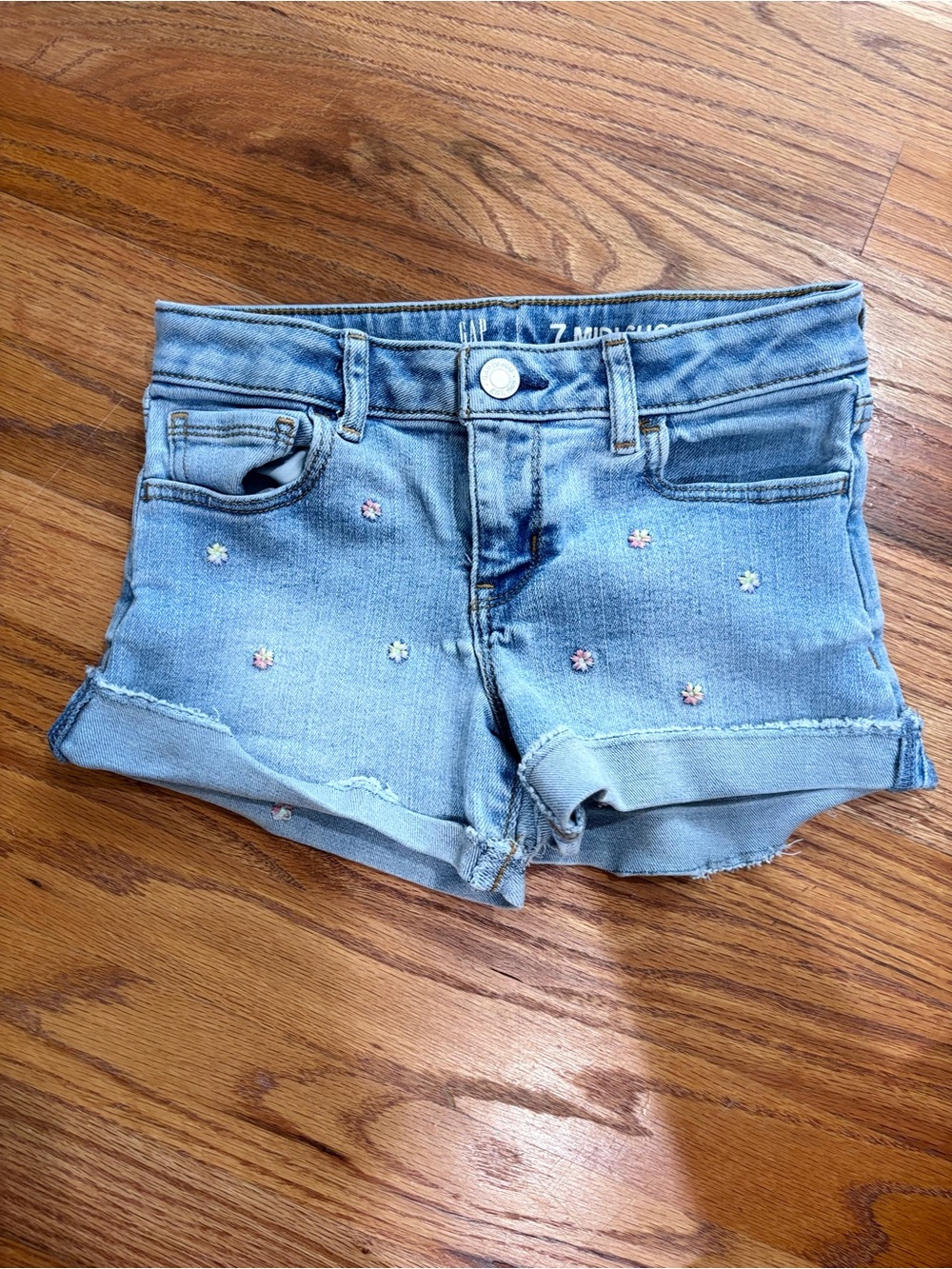 GAP Light Blue Denim Shorts with Floral Embroidery